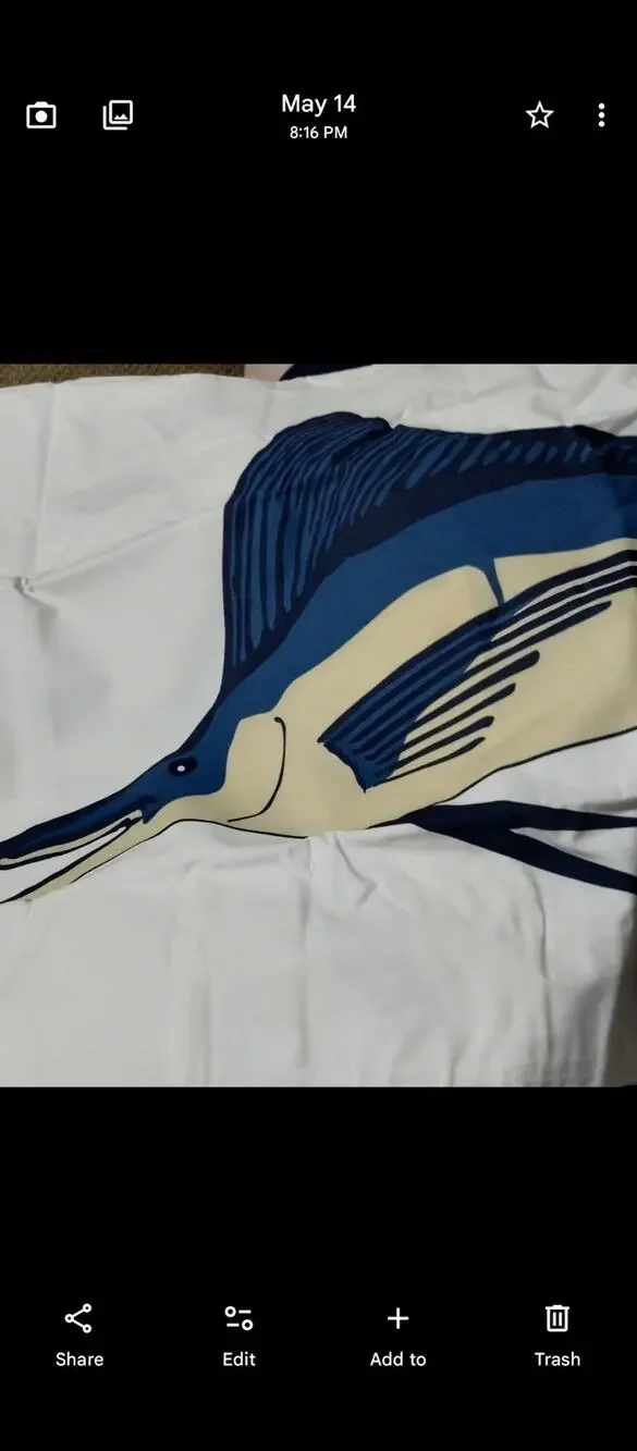 Pottery Barn Teen Say What Marlin Fish Pillow Sham Pr Nautical Coastal Standard